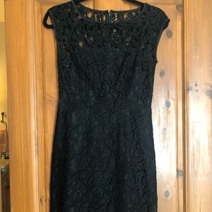 J. Crew black lace midi dress